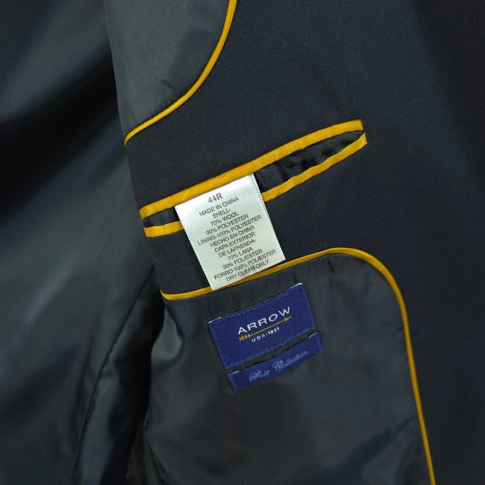 Arrow Suit Collection Mens 44R Navy‎ Blue Wool Blend 2 Button Blazer Sport Coat